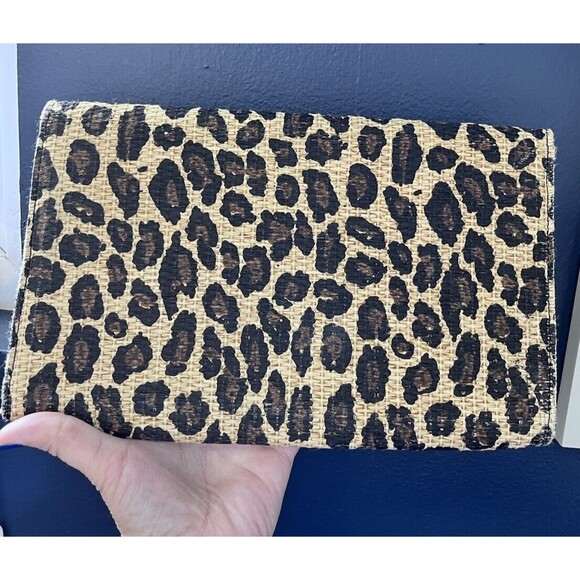 H&M Leopard Print Clutch Handbag Printed Jute Animal Date Night Purse Casual - Picture 8 of 8